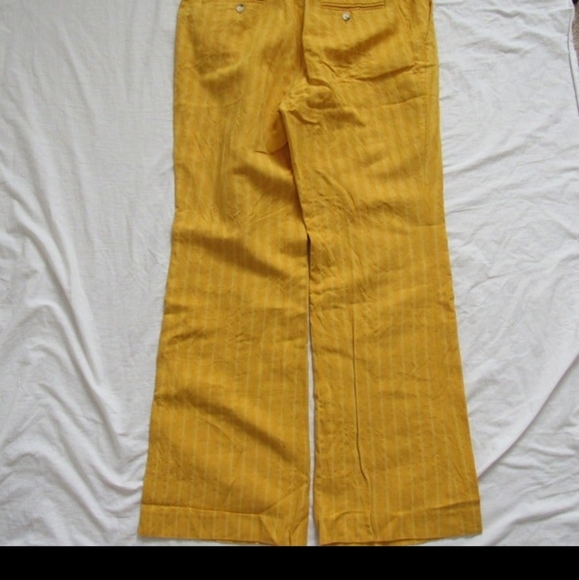 Michael Kors Yellow Stripe Leg Linen Pants 32" Women's - Picture 4 of 11